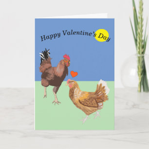 Cartes Pour Fêtes Annuelles Cockerel et poulet Drôle Valentine
