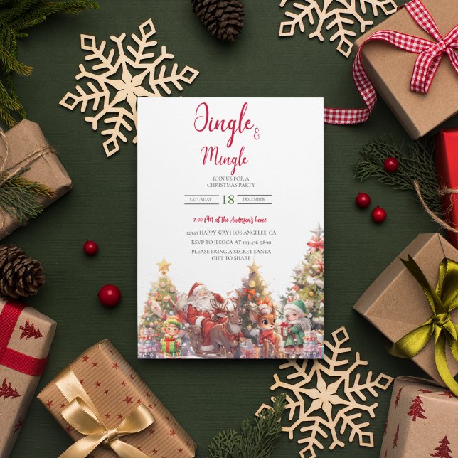 Cartes Pour Fêtes Annuelles Cocktail de Noël Jingle Et Mingle (Créateur téléchargé)