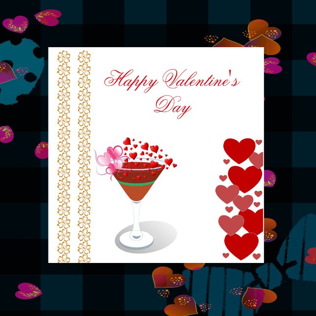 Cartes Pour Fêtes Annuelles Cocktail Love Citation Valentine Sweeping Hearts m (Cocktail Love Quote Valentine Sweeping Hearts Cute Holiday Card)