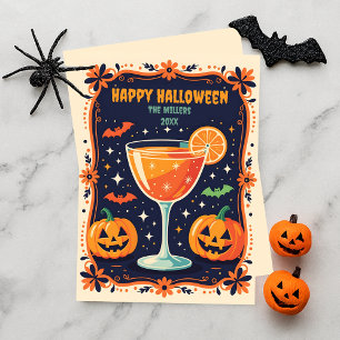 Cartes Pour Fêtes Annuelles Cocktail Rétro Magie de Minuit Halloween Ensorcela
