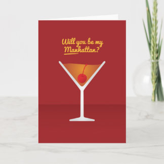 Cartes Pour Fêtes Annuelles Cocktail Valentine : Serez-vous mon MANhattan ?