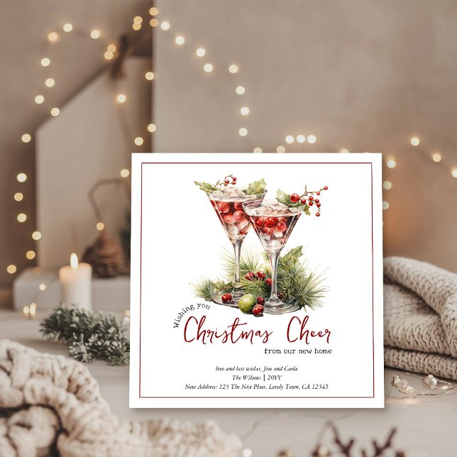 Cartes Pour Fêtes Annuelles Cocktails Cheer de Noël Nouveau Accueil Noël (Christmas Cheer New Home Card from the Holiday Moving Announcements Collection by Darling & May)