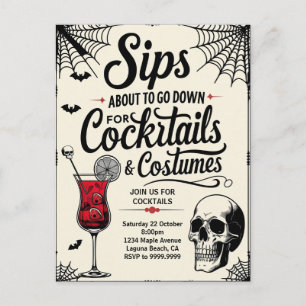 Cartes Pour Fêtes Annuelles Cocktails & Costumes Halloween