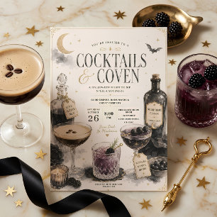 Cartes Pour Fêtes Annuelles Cocktails & Coven Soirée de Cocktail d'Halloween