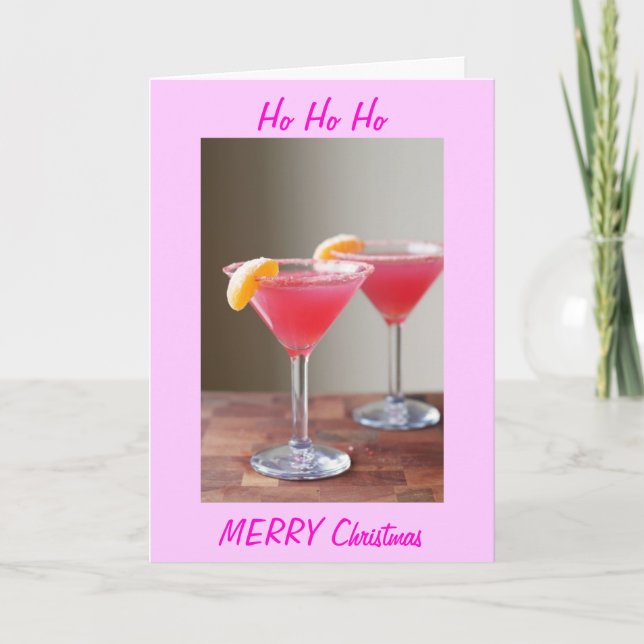 CARTES POUR FÊTES ANNUELLES COCKTAILS/HO HO CHEERFUL NOËL (Devant)