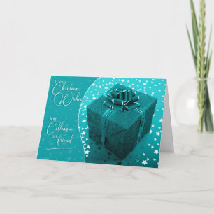 Cartes Pour Fêtes Annuelles Cocollaborateur et collègue Turquoise Blue Christm