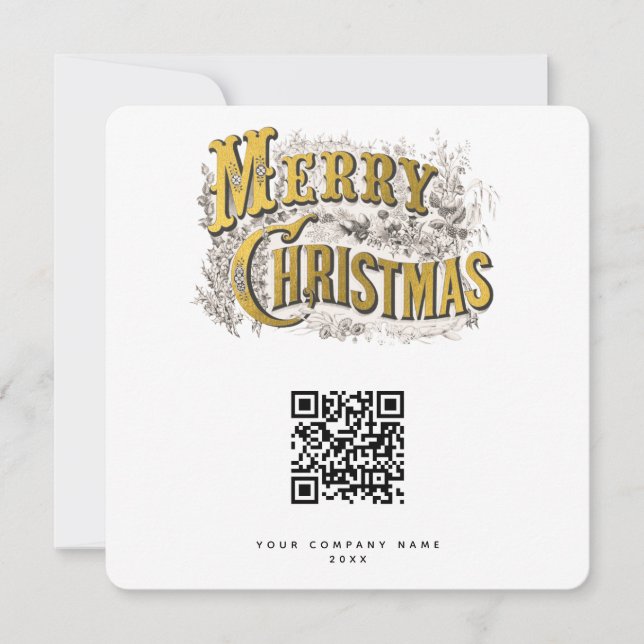 Cartes Pour Fêtes Annuelles Code QR de l'entreprise de Noël scanné (Devant)