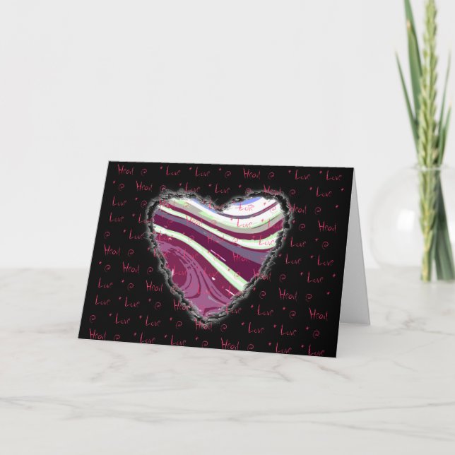 Cartes Pour Fêtes Annuelles Coeur Abstrait rose Valentine Love Romance (Devant)