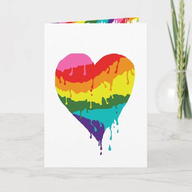 Cartes Pour Fêtes Annuelles Coeur arc-en-ciel (Devant)
