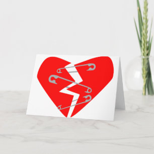 Cartes Pour Fêtes Annuelles Coeur brisé avec des pinces de sécurité