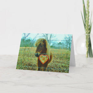 Cartes Pour Fêtes Annuelles Coeur Brown de Valentine de cheval de miniature