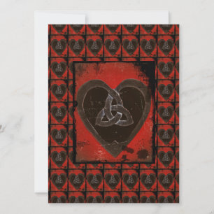 Cartes Pour Fêtes Annuelles Coeur celtique rouge foncé en détresse