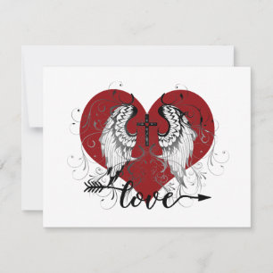 Cartes Pour Fêtes Annuelles Coeur d'amour et croix valentine