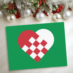 Cartes Pour Fêtes Annuelles Cœur danois vert rouge et blanc