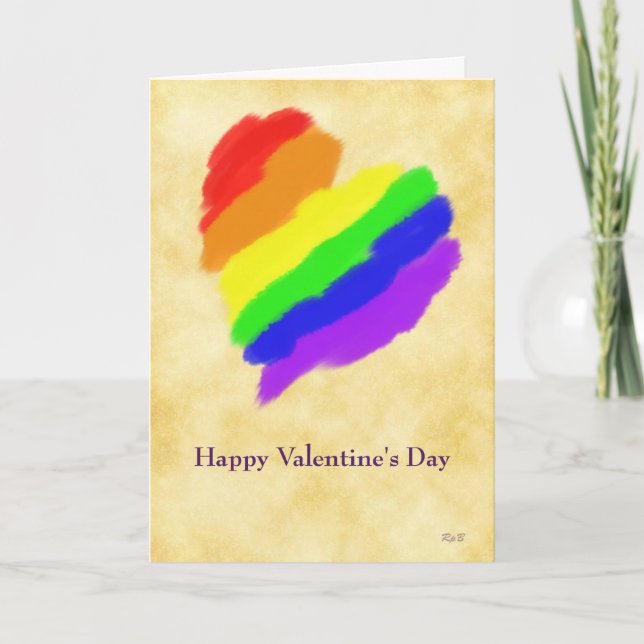 Cartes Pour Fêtes Annuelles Coeur d'arc-en-ciel : Valentines gais (Devant)