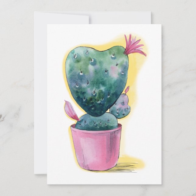 Cartes Pour Fêtes Annuelles Coeur de cactus mignon (Devant)
