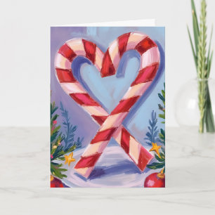 Cartes Pour Fêtes Annuelles Cœur de Canne en Sucre Joyeux Noël