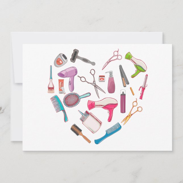Cartes Pour Fêtes Annuelles Coeur de coiffeur Outil coiffeur (Devant)