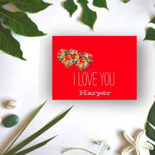 Cartes Pour Fêtes Annuelles Coeur de couleur moderne rouge je vous aime