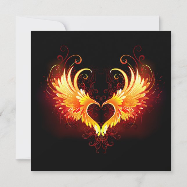 Cartes Pour Fêtes Annuelles Coeur de feu ange avec ailes (Devant)
