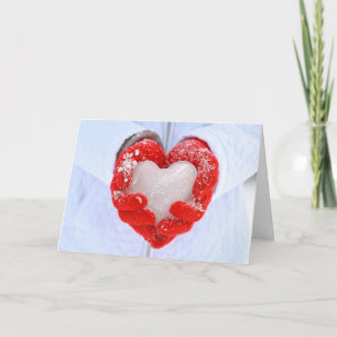 Cartes Pour Fêtes Annuelles Coeur de glace de Noël en gants