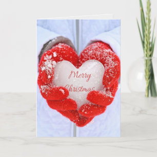 Cartes Pour Fêtes Annuelles Coeur de glace de Noël en gants rouges