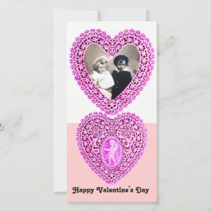 Cartes Pour Fêtes Annuelles COEUR DE LAMPE CUPID, Blanc rose