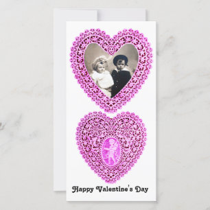 Cartes Pour Fêtes Annuelles COEUR DE LAMPE CUPID, Blanc rose