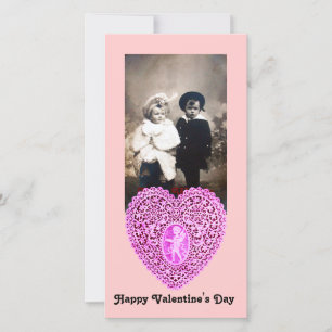 Cartes Pour Fêtes Annuelles COEUR DE LAMPE CUPID, rose