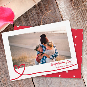 Cartes Pour Fêtes Annuelles Coeur de ligne rouge blanc mignon photo valentine 