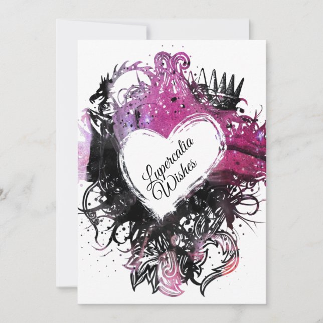Cartes Pour Fêtes Annuelles Coeur de marbre rose vif Lupercalia Valentine (Devant)