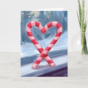 Cartes Pour Fêtes Annuelles Cœur de Noël en canne de bonbon