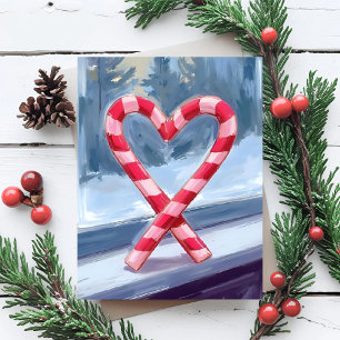 Cartes Pour Fêtes Annuelles Cœur de Noël en Canne de Bonbon