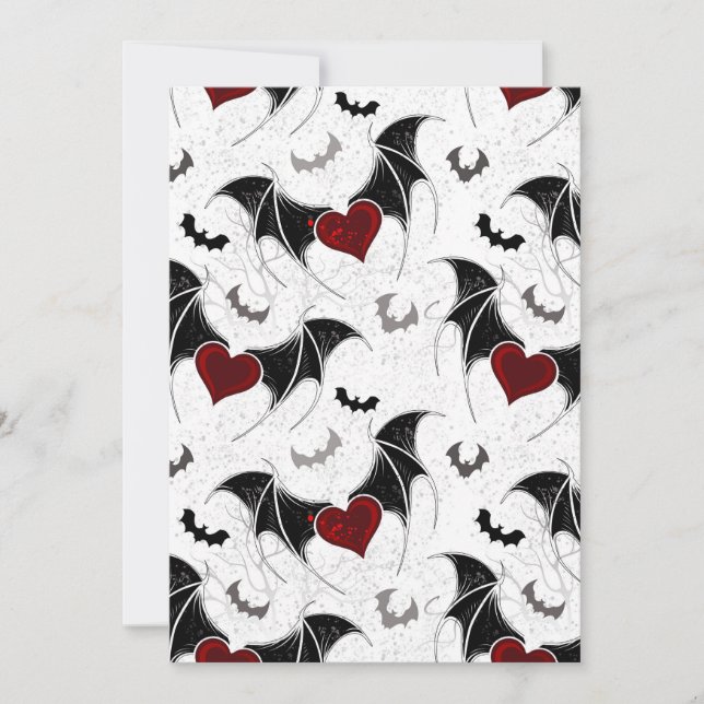 Cartes Pour Fêtes Annuelles Coeur d'Halloween avec ailes de chauve-souris noir (Devant)