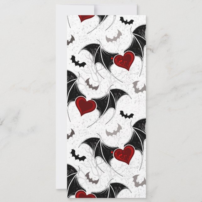 Cartes Pour Fêtes Annuelles Cœur d'Halloween avec ailes de chauve-souris noire (Devant)