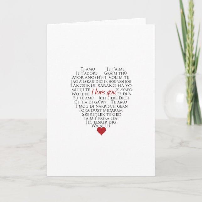 Cartes Pour Fêtes Annuelles Coeur disant que je t'aime (Devant)
