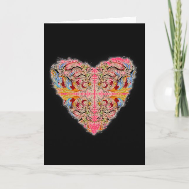 Cartes Pour Fêtes Annuelles Coeur élégant sur noir (Devant)