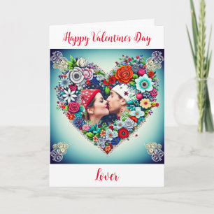 Cartes Pour Fêtes Annuelles Cœur Floral Romantique Personnalisé pour la Saint-