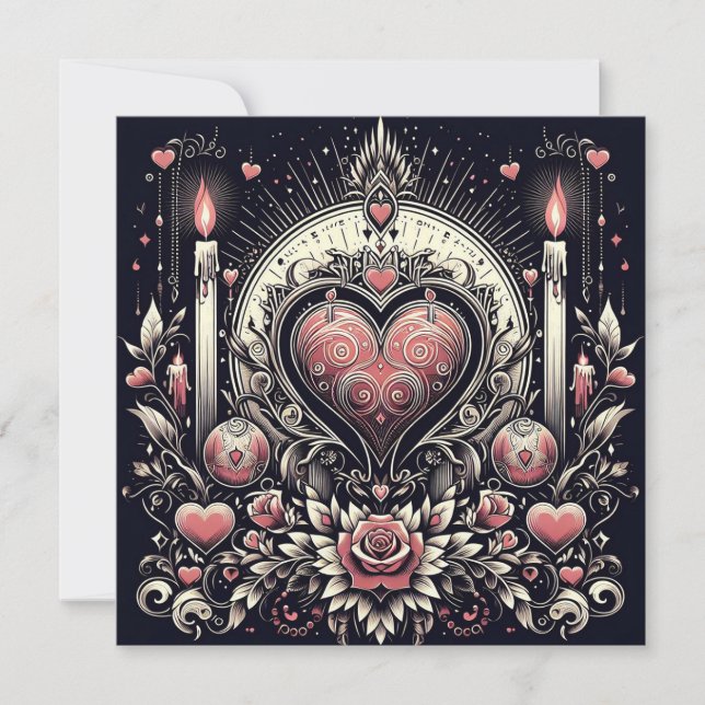 Cartes Pour Fêtes Annuelles Cœur gothique Saint-Valentin (Devant)