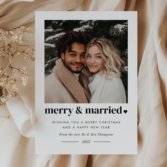 Cartes Pour Fêtes Annuelles Cœur joyeux et marié Photo (Créateur téléchargé)