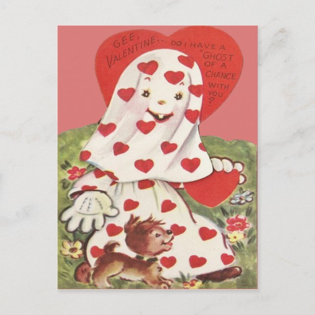 Cartes Pour Fêtes Annuelles Coeur mignon Valentine de chiot de fantôme (Devant)