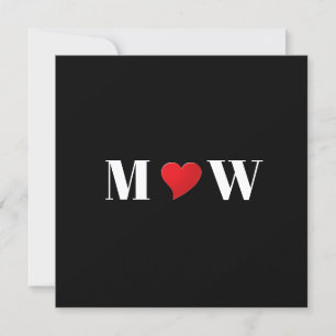 Cartes Pour Fêtes Annuelles Coeur noir rouge mignon couple personnalisé monogr
