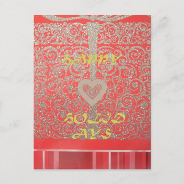 Cartes Pour Fêtes Annuelles Cœur Pailleté Rouge & Or : Joyeux Noël Luxueux (Devant)