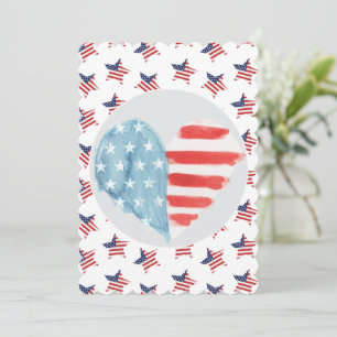 Cartes Pour Fêtes Annuelles Coeur patriotique avec Drapeau américain