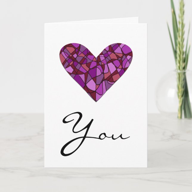 Cartes Pour Fêtes Annuelles Coeur pourpre (Devant)