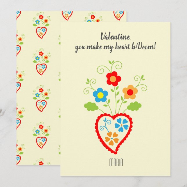 Cartes Pour Fêtes Annuelles Coeur romantique portugais Saint Valentin (Devant / Derrière)