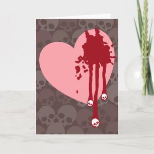 Cartes Pour Fêtes Annuelles Coeur rose avec gouttes crâniennes