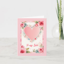 Cartes Pour Fêtes Annuelles Coeur rose et fleurs Valentine