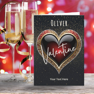 Cartes Pour Fêtes Annuelles Cœur Rouge Bijou Effet Paillettes Saint-Valentin