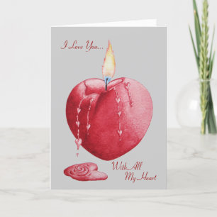 Cartes Pour Fêtes Annuelles coeur rouge fondu avec vers d'amour original